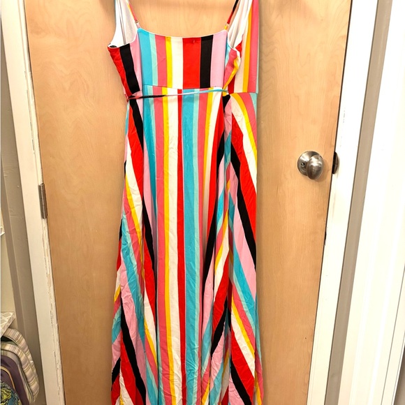 Forever 21 Striped Maxi Dress Beach Coverup Size Large Vacation Pool Summer - Picture 6 of 8